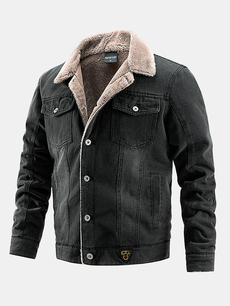 Lachlan | Regular Fit Faux Fur Lined Denim Jacket - Image 2
