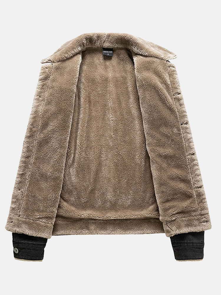 Lachlan | Regular Fit Faux Fur Lined Denim Jacket - Image 4