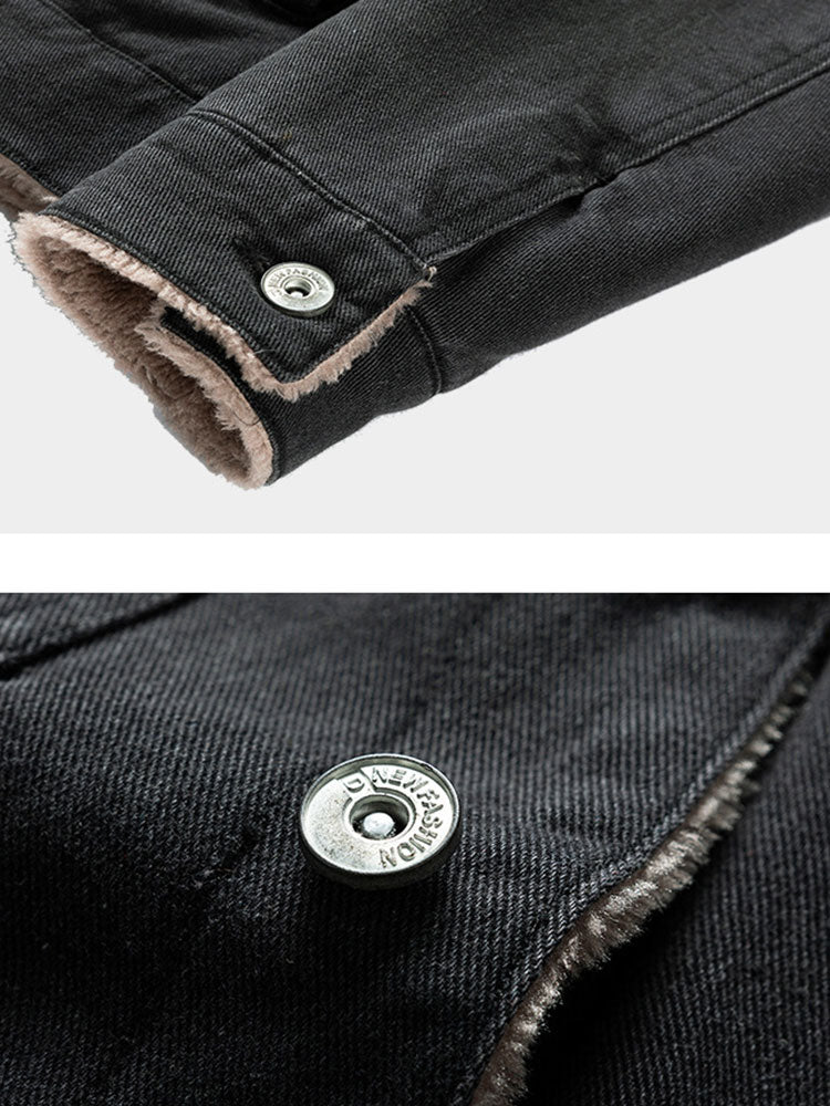 Lachlan | Regular Fit Faux Fur Lined Denim Jacket - Image 5