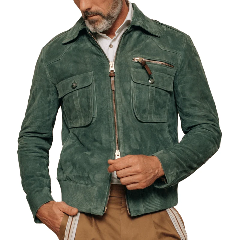 Lael | Retro suede jacket with lapels and breast pocket