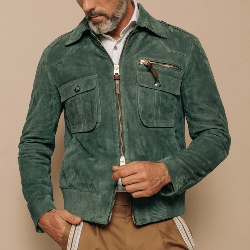 Lael | Retro suede jacket with lapels and breast pocket - Image 6