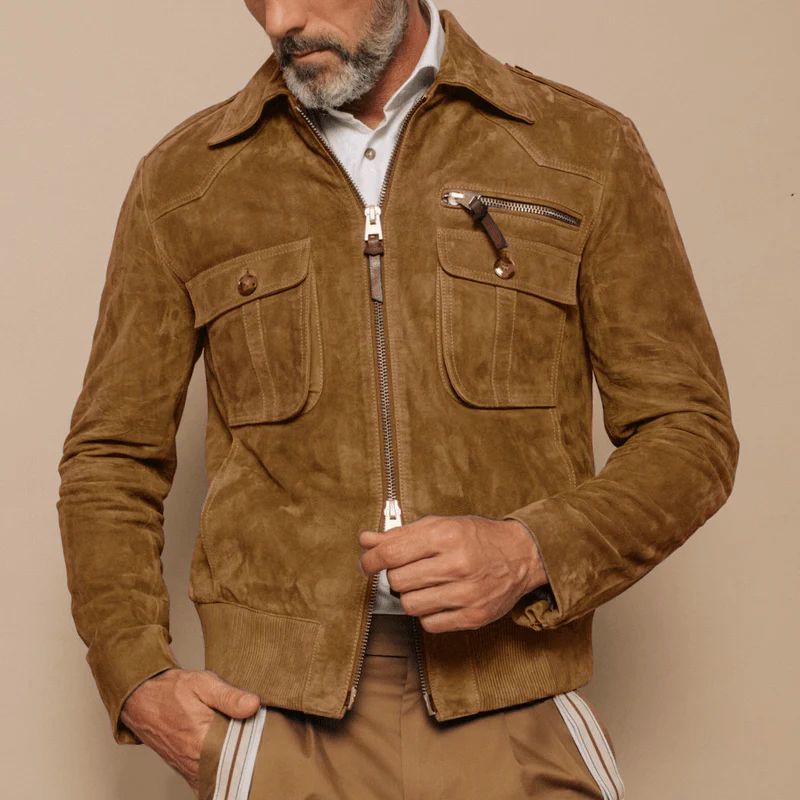 Lael | Retro suede jacket with lapels and breast pocket - Image 9