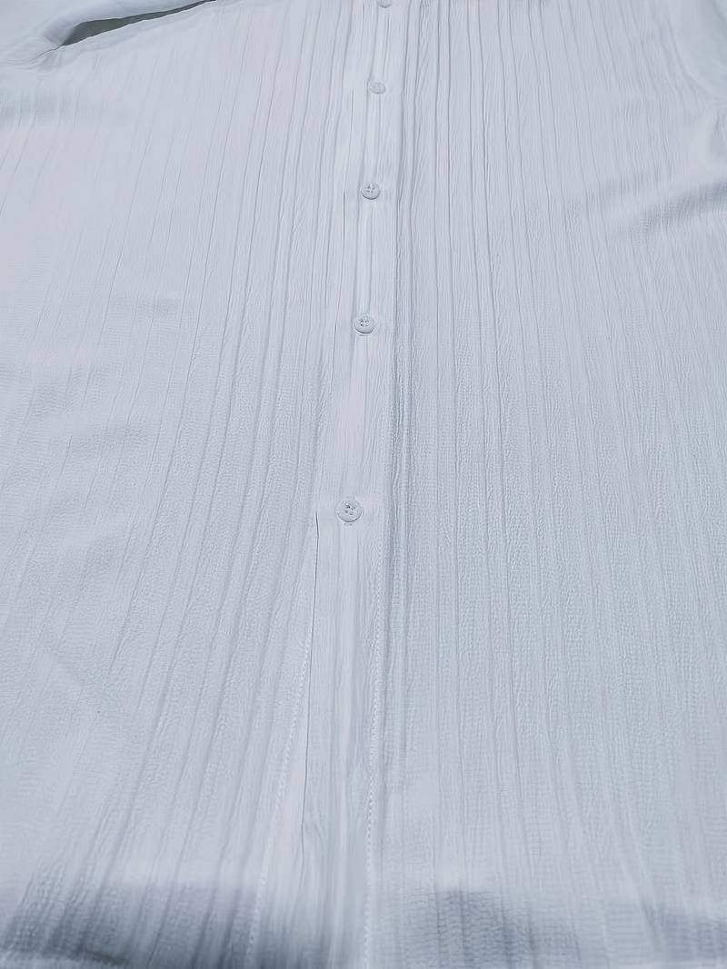 Lafayette® | Ribbed Short-Sleeved Blouse With Button Placket - Image 11