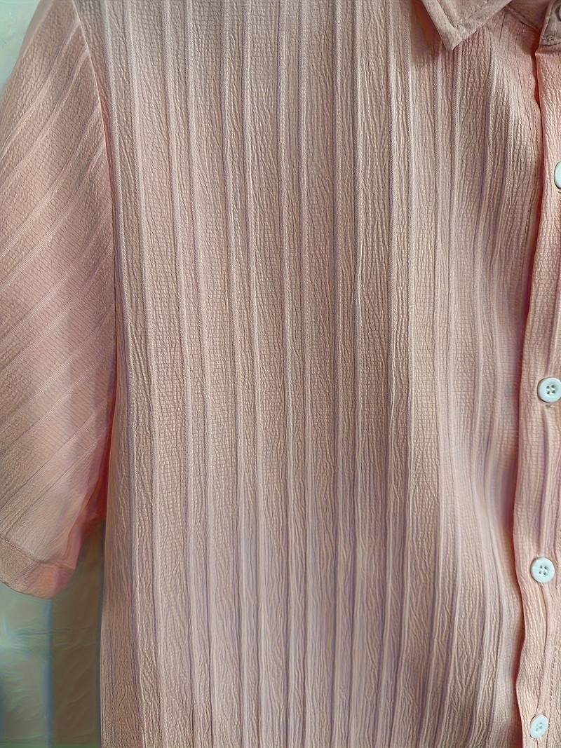Lafayette® | Ribbed Short-Sleeved Blouse With Button Placket - Image 15