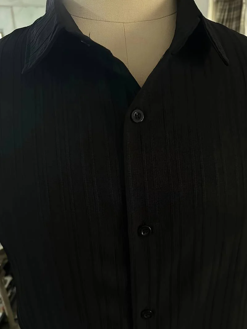 Lafayette® | Ribbed Short-Sleeved Blouse With Button Placket - Image 6