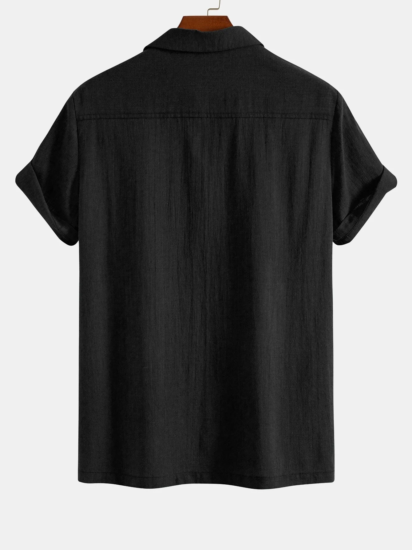 Lamberto® | Atomic Print Linen Look Patchwork Bowling Shirt - Image 7