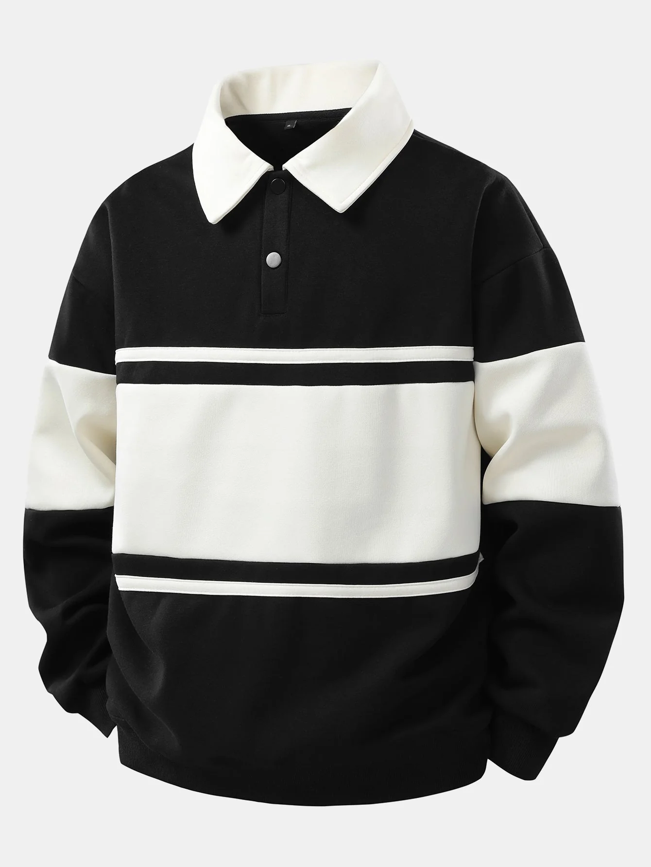 Lancelot® | Relax Fit Color Block Patchwork Polo Sweatshirt - Image 6