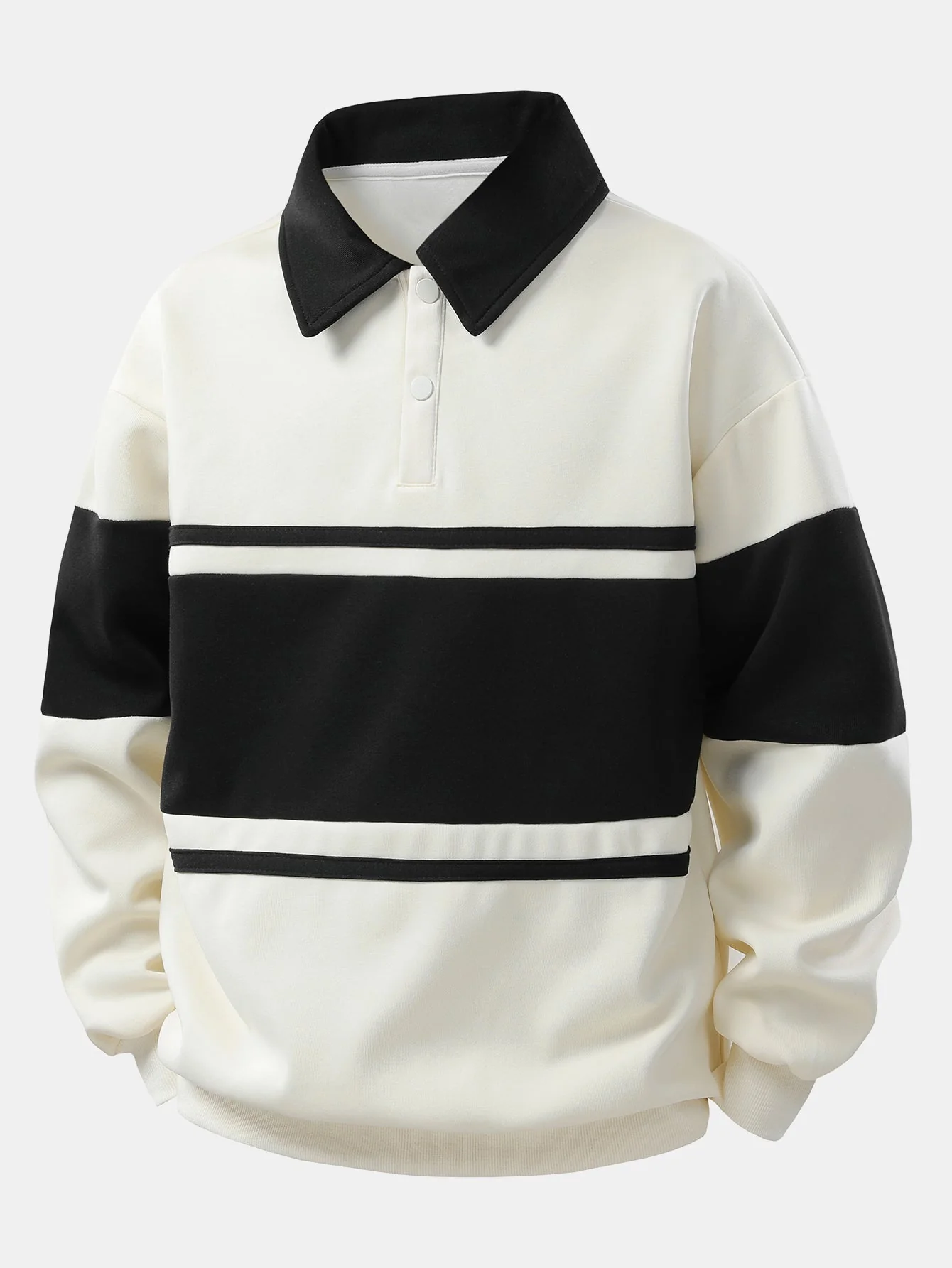 Lancelot® | Relax Fit Color Block Patchwork Polo Sweatshirt - Image 8