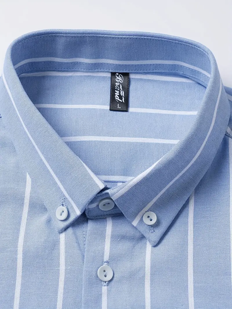 Latham® | Casual Striped Long Sleeve Shirt For Men - Image 3