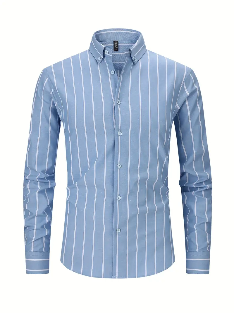 Latham® | Casual Striped Long Sleeve Shirt For Men - Image 4
