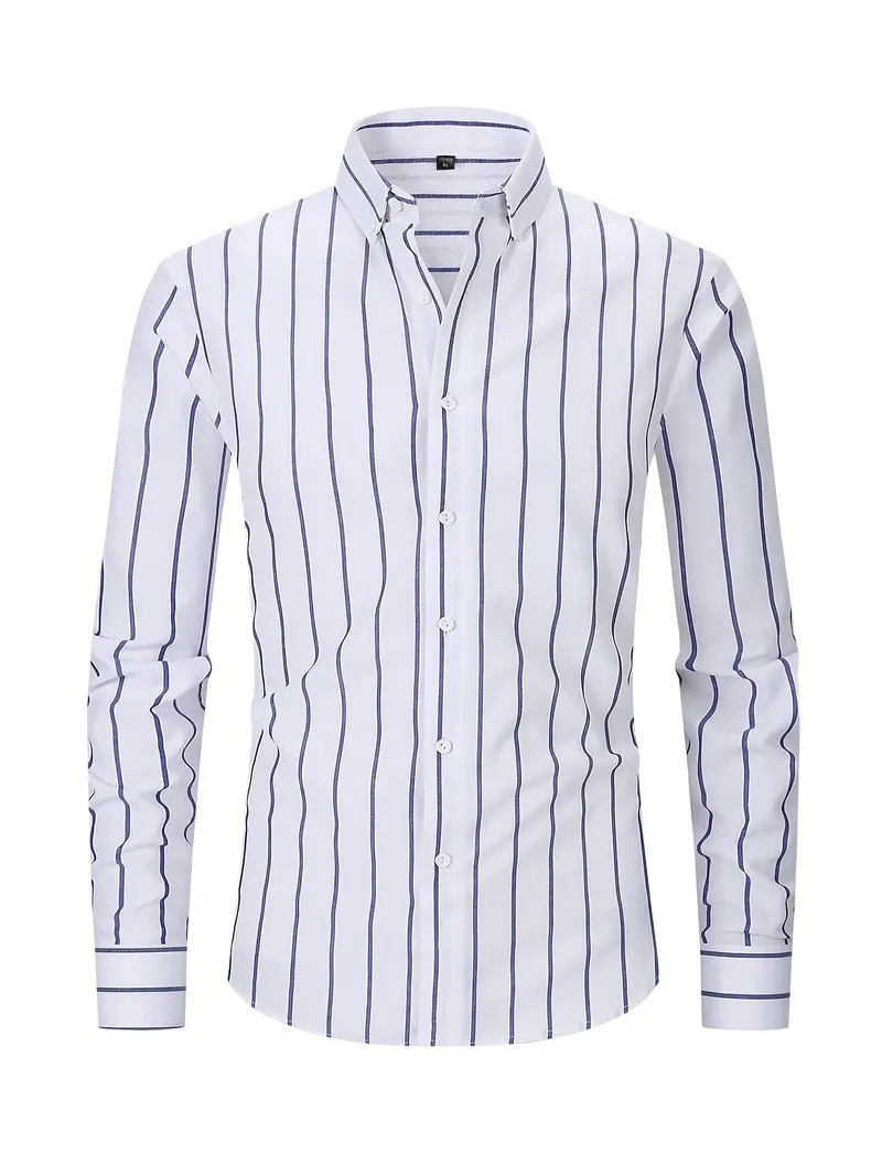 Latham® | Casual Striped Long Sleeve Shirt For Men - Image 6