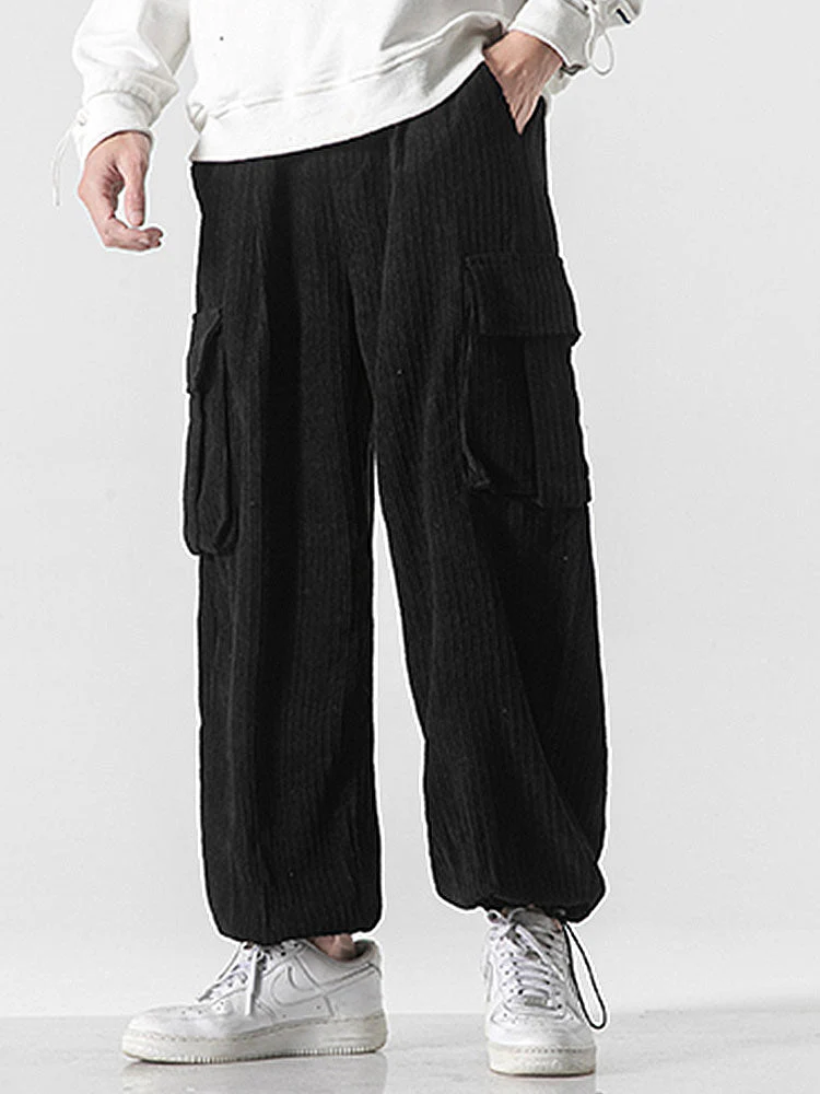 Laudelino® | Relaxed Fit Drawcord Hem Corduroy Cargo Pants - Image 7