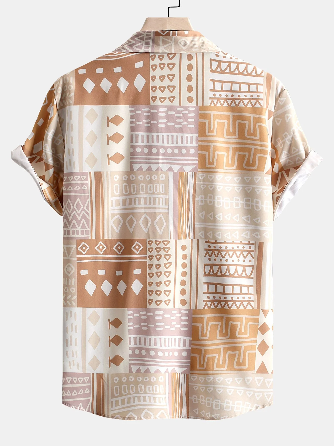 Laurence® | Tribal Geometric Patchwork Print Button Up Shirt - Image 2