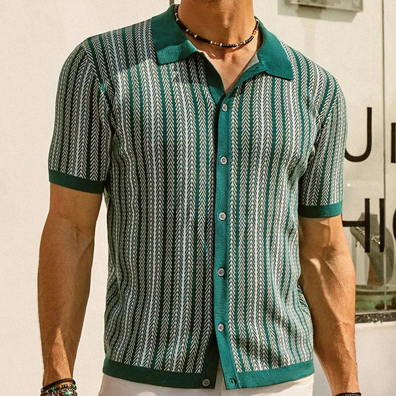 Laurencio® | Herringbone Slim-Fit Polo Shirt - Image 6