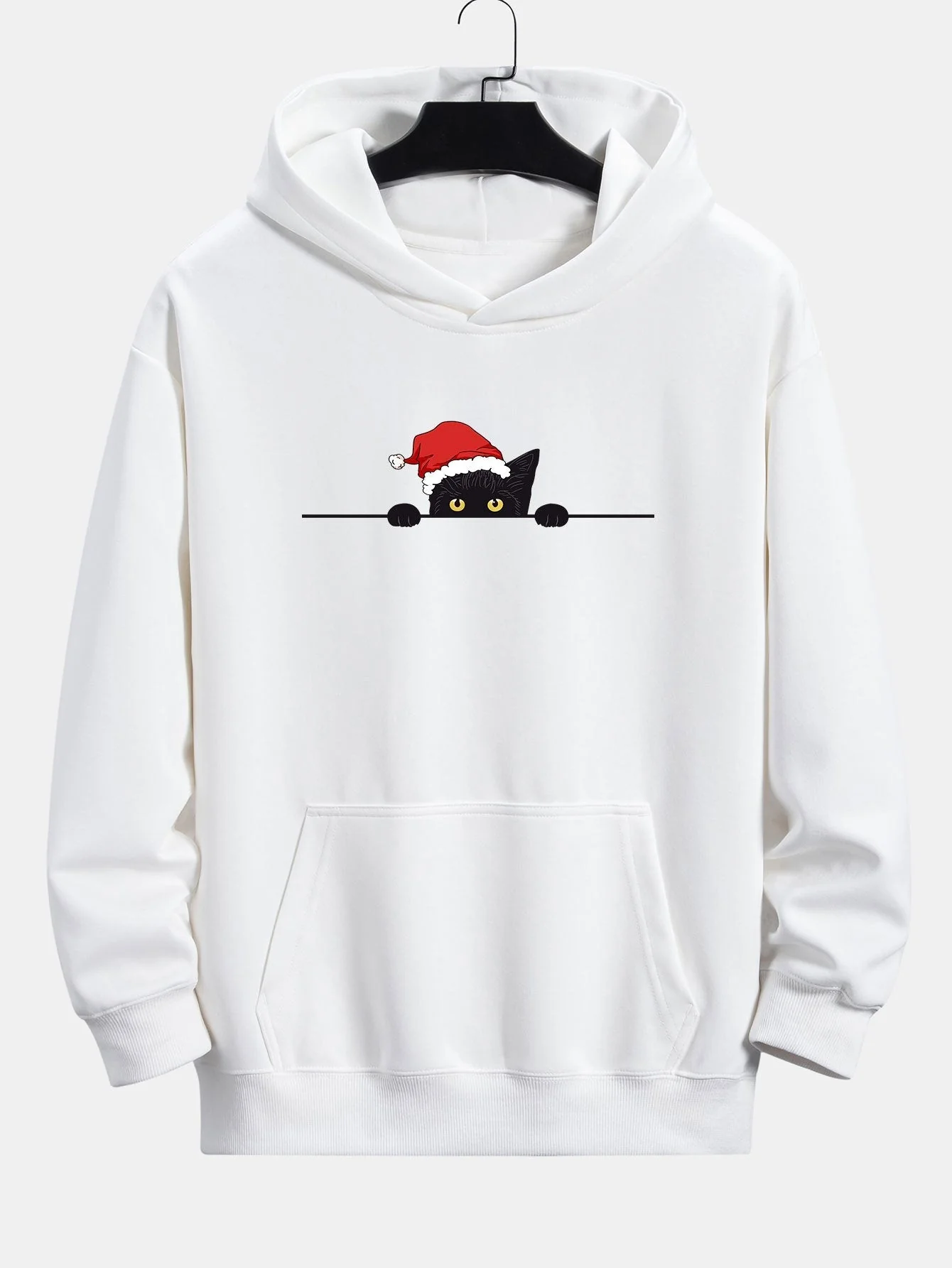 Lawrence | Christmas Black Cat Print Relax Fit Hoodie - Image 2