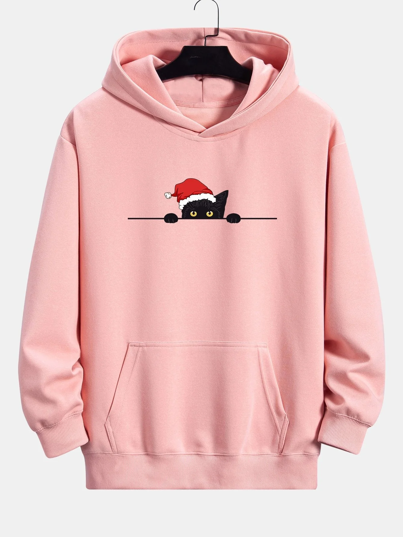 Lawrence | Christmas Black Cat Print Relax Fit Hoodie - Image 3