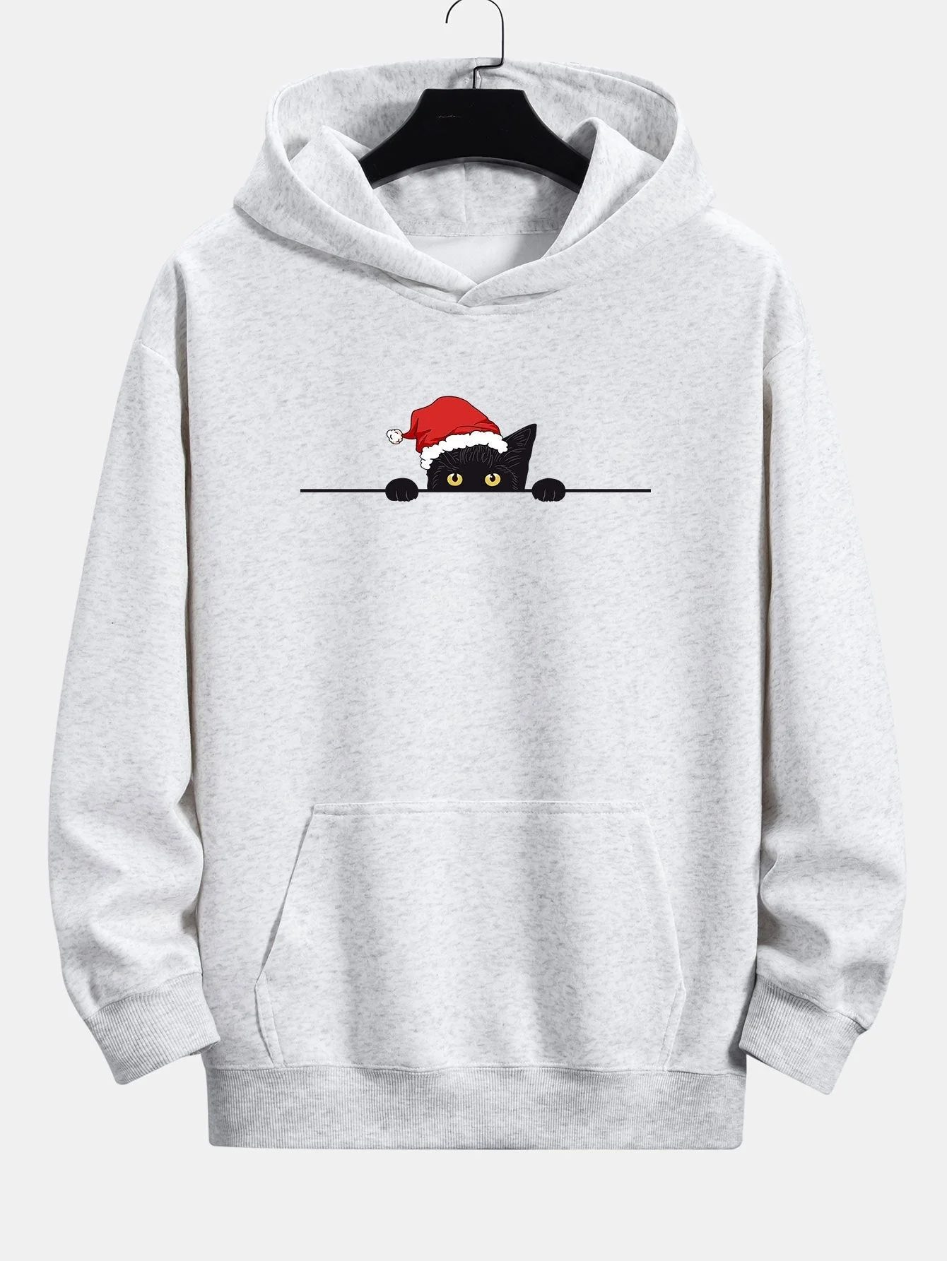 Lawrence | Christmas Black Cat Print Relax Fit Hoodie - Image 4