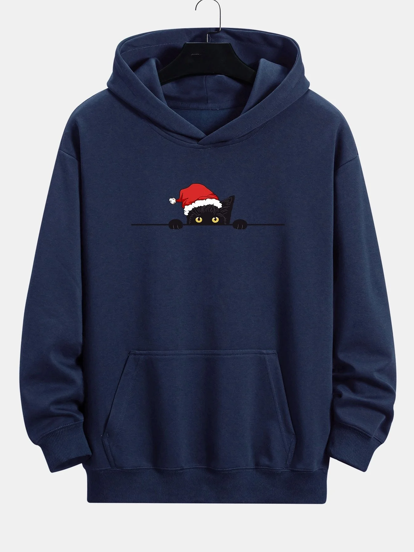 Lawrence | Christmas Black Cat Print Relax Fit Hoodie - Image 5