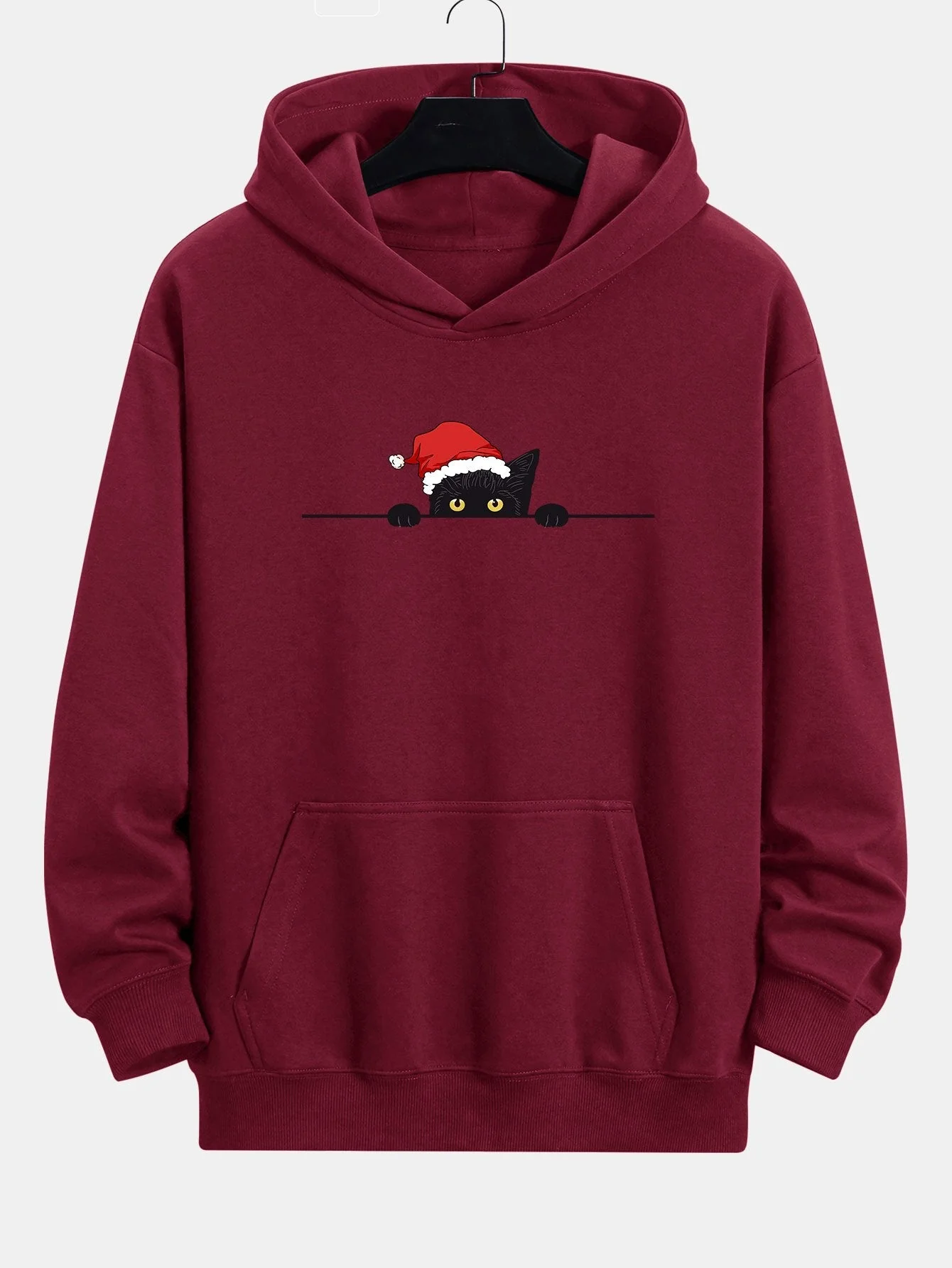 Lawrence | Christmas Black Cat Print Relax Fit Hoodie - Image 6