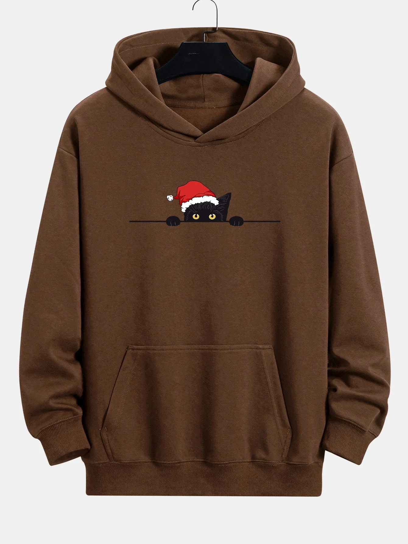 Lawrence | Christmas Black Cat Print Relax Fit Hoodie - Image 7
