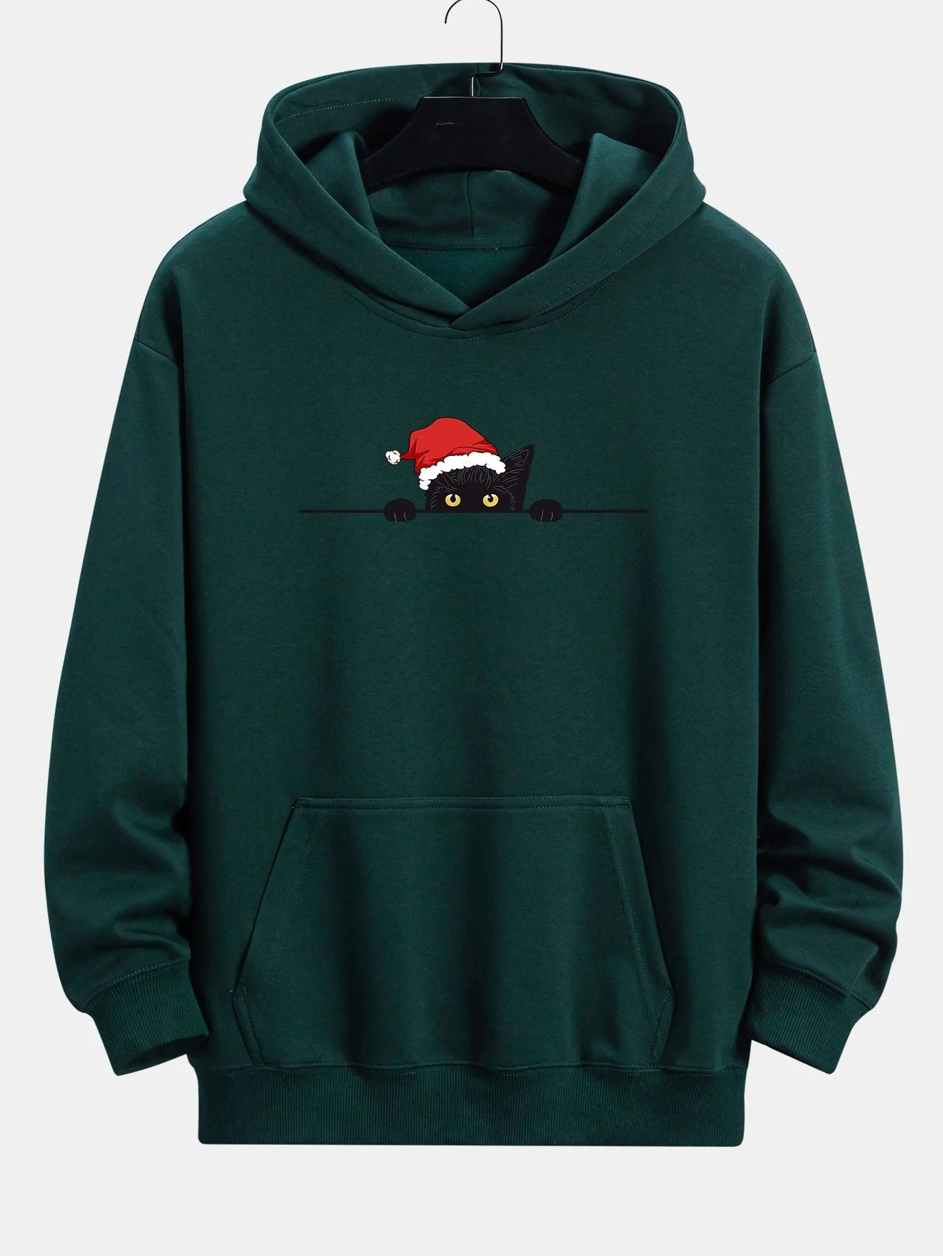 Lawrence | Christmas Black Cat Print Relax Fit Hoodie - Image 8
