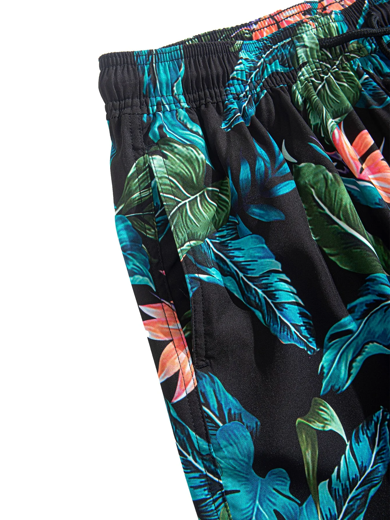Layton® | Tropical Plants Print Button Up Shirt & Drawstring Swim Shorts - Image 10