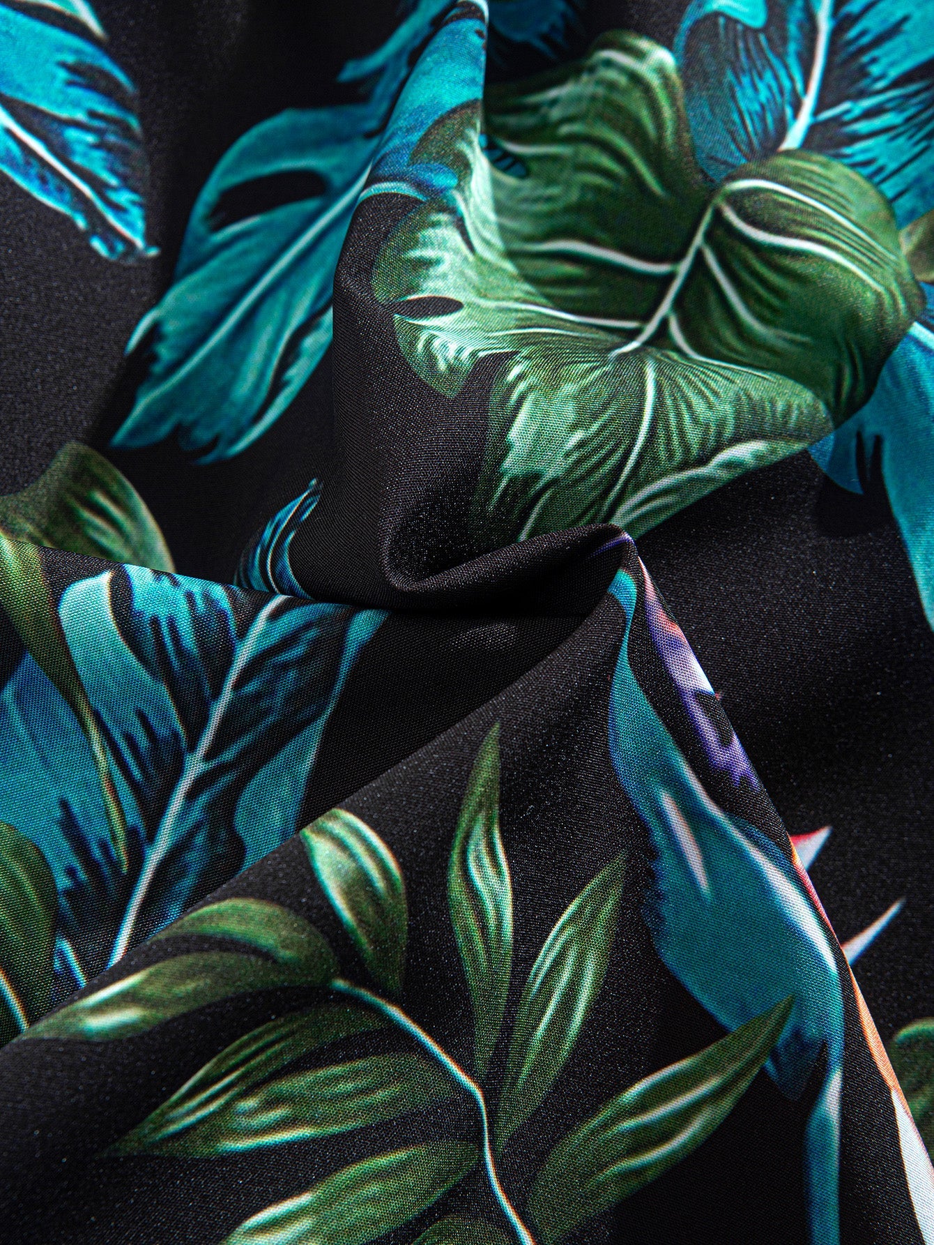 Layton® | Tropical Plants Print Button Up Shirt & Drawstring Swim Shorts - Image 11