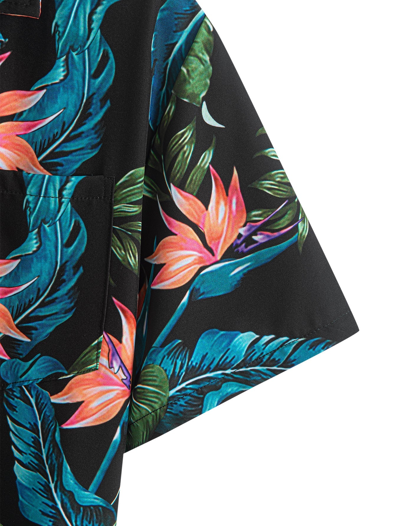 Layton® | Tropical Plants Print Button Up Shirt & Drawstring Swim Shorts - Image 7