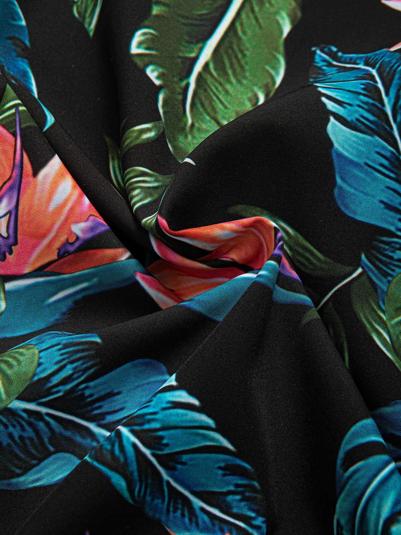 Layton® | Tropical Plants Print Button Up Shirt & Drawstring Swim Shorts - Image 8
