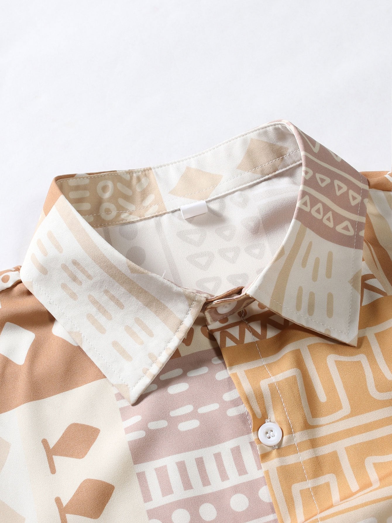 Lazar® | Tribal Geometric Patchwork Print Button Up Shirt & Swim Shorts - Image 6