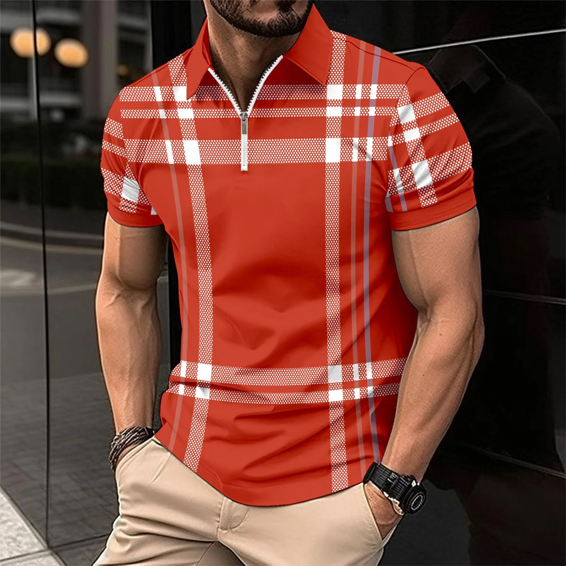 Lazare® | Miami Striped Sports Polo Zipper - Image 4