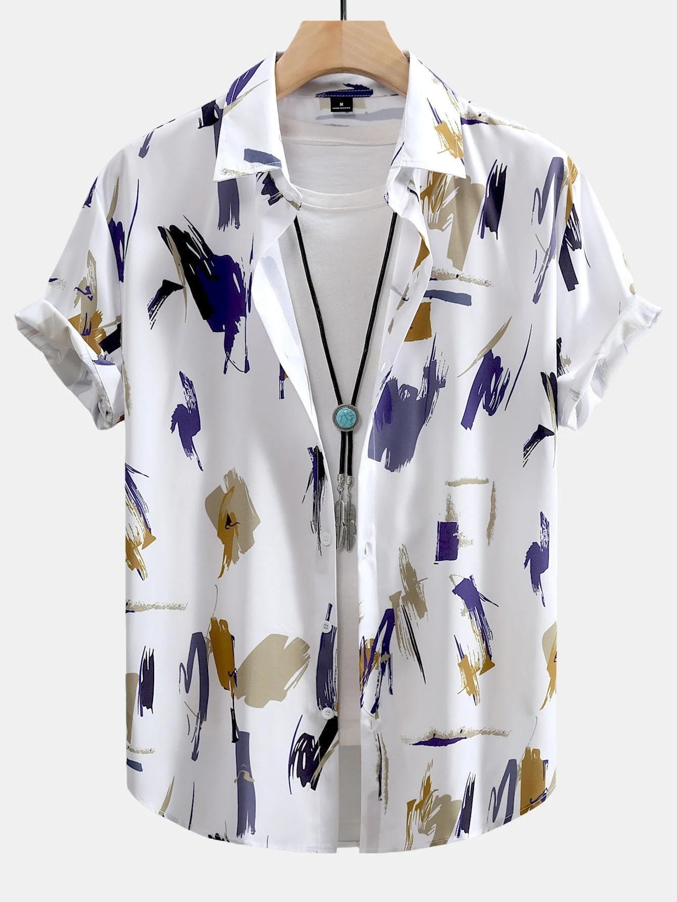 Lázaro® | Brushstroke Print Button Up Shirt & Swim Shorts - Image 4