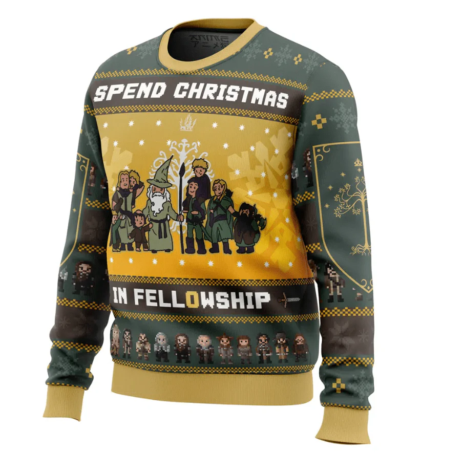 Leandro® | Men’s Yellow Chrisas Jumper With Character Design - Image 2