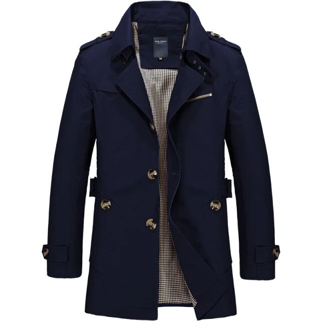 Leandro | Classic trench coat with checked lining for men - Image 2