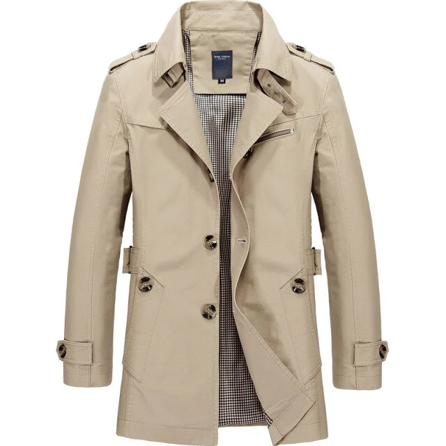 Leandro | Classic trench coat with checked lining for men - Image 5