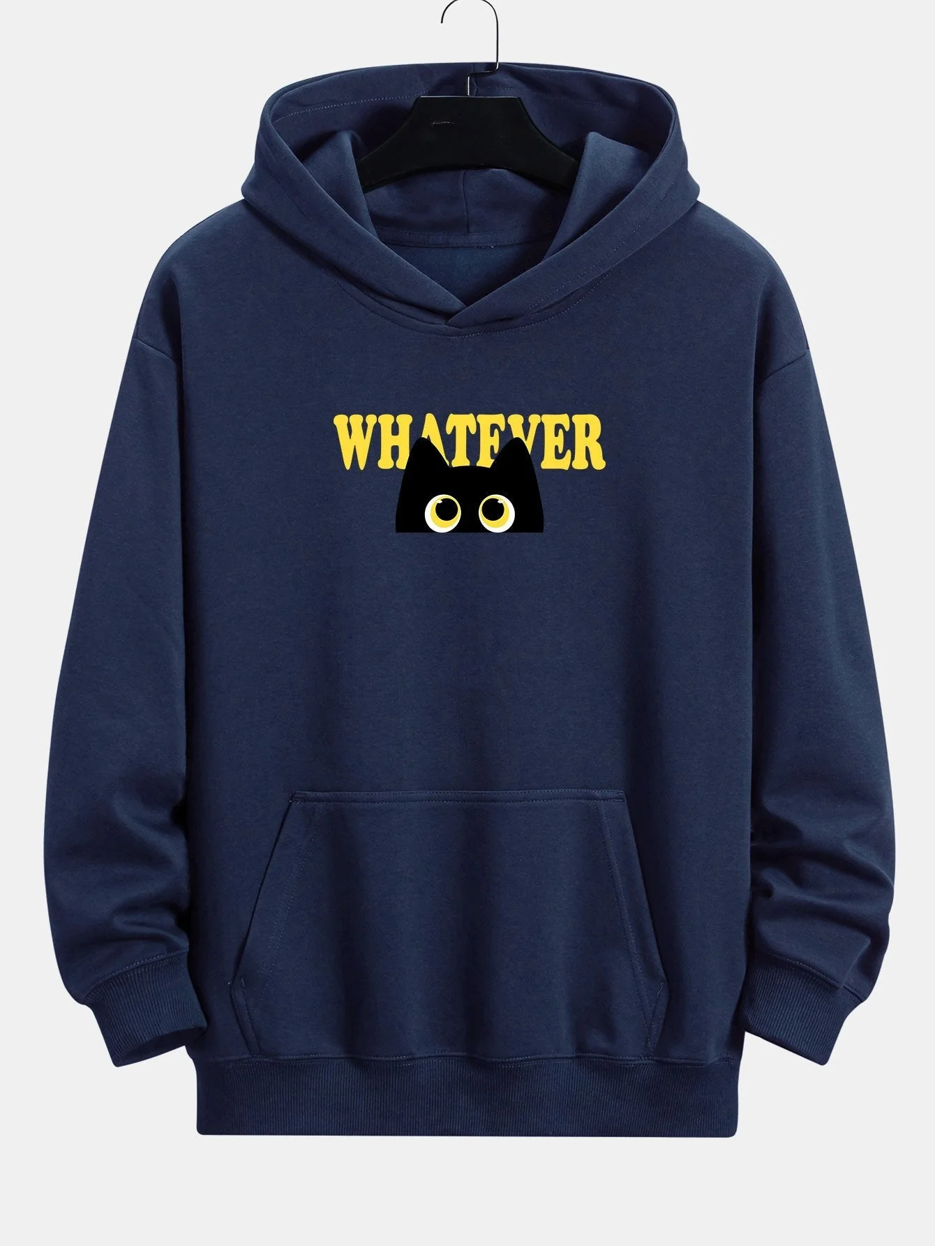 Leland | Whatever Black Cat Print Relax Fit Hoodie - Image 3