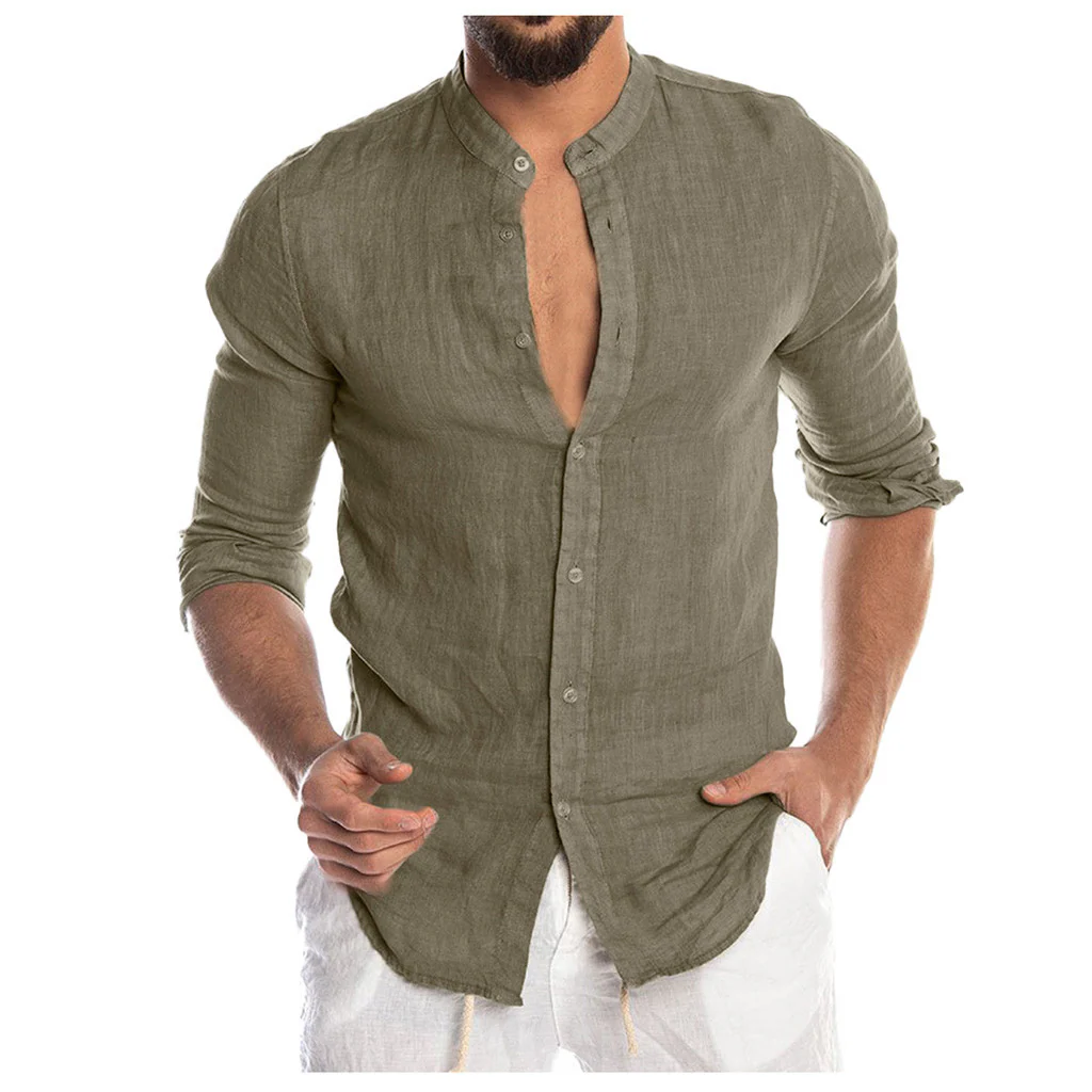 Lennon® | Elegant Linen Shirt Without Collar - Image 7