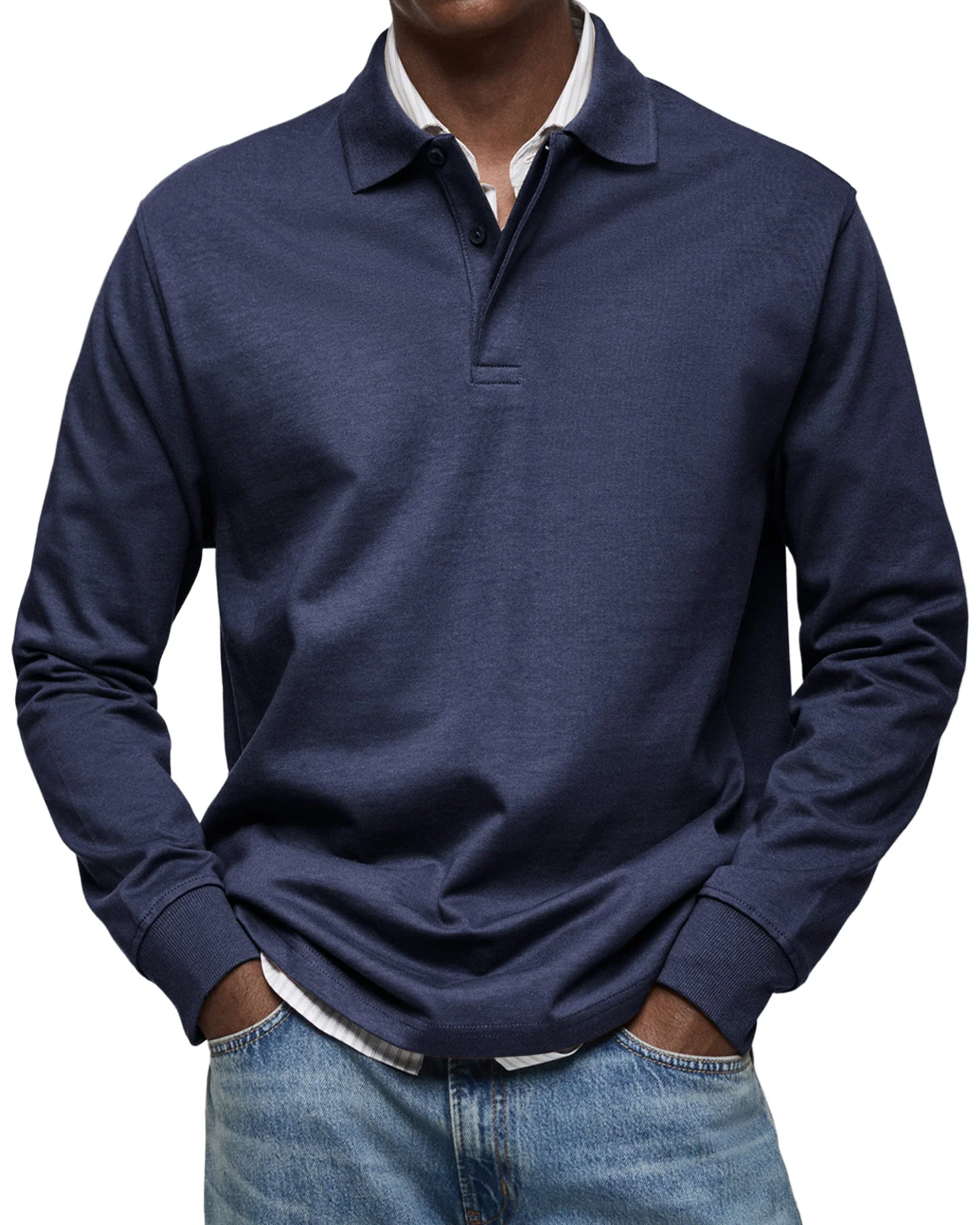 Lenoir™ - Casual Long Sleeve Poloshirt - Image 3