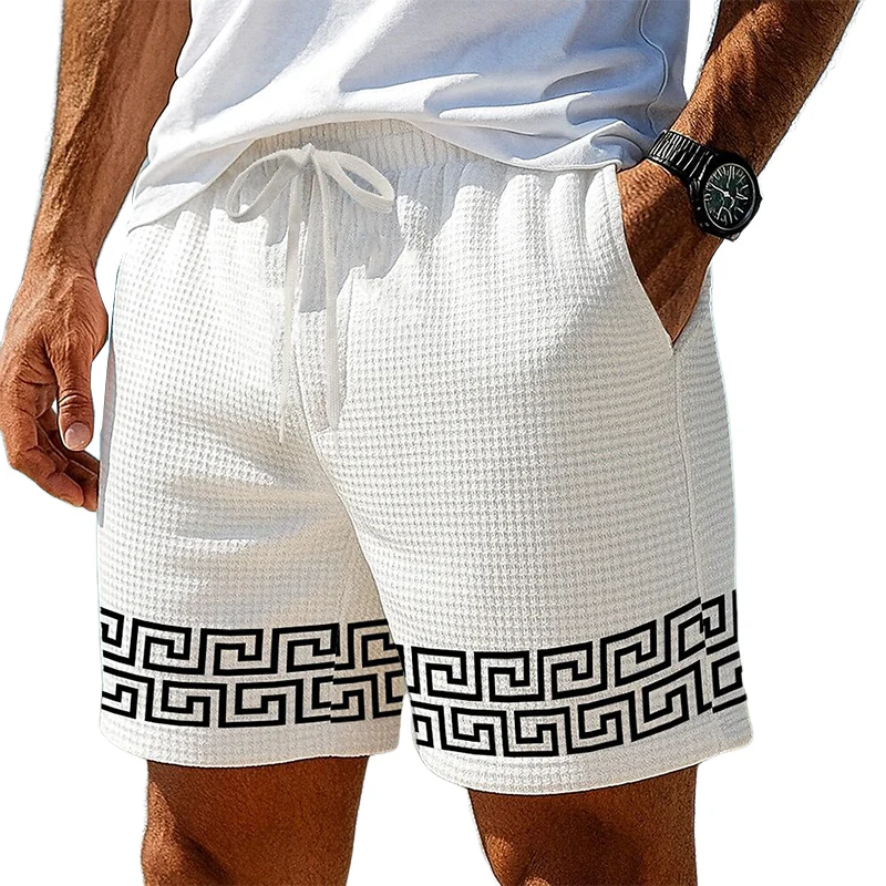 Leo | Men'S Waffle Print Elastic Shorts - Image 2
