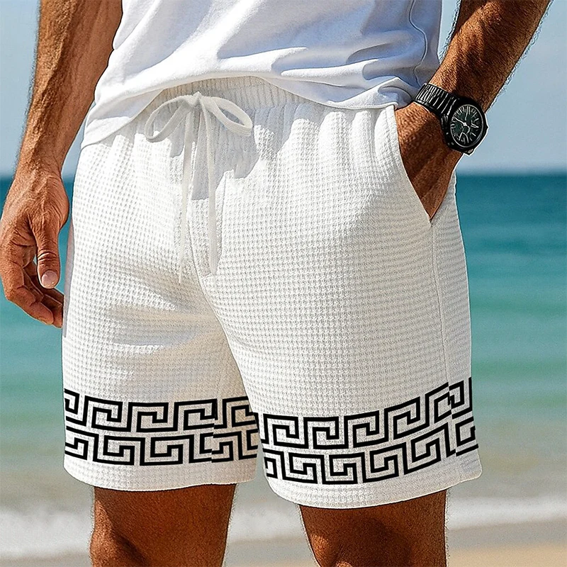 Leo | Men'S Waffle Print Elastic Shorts - Image 3
