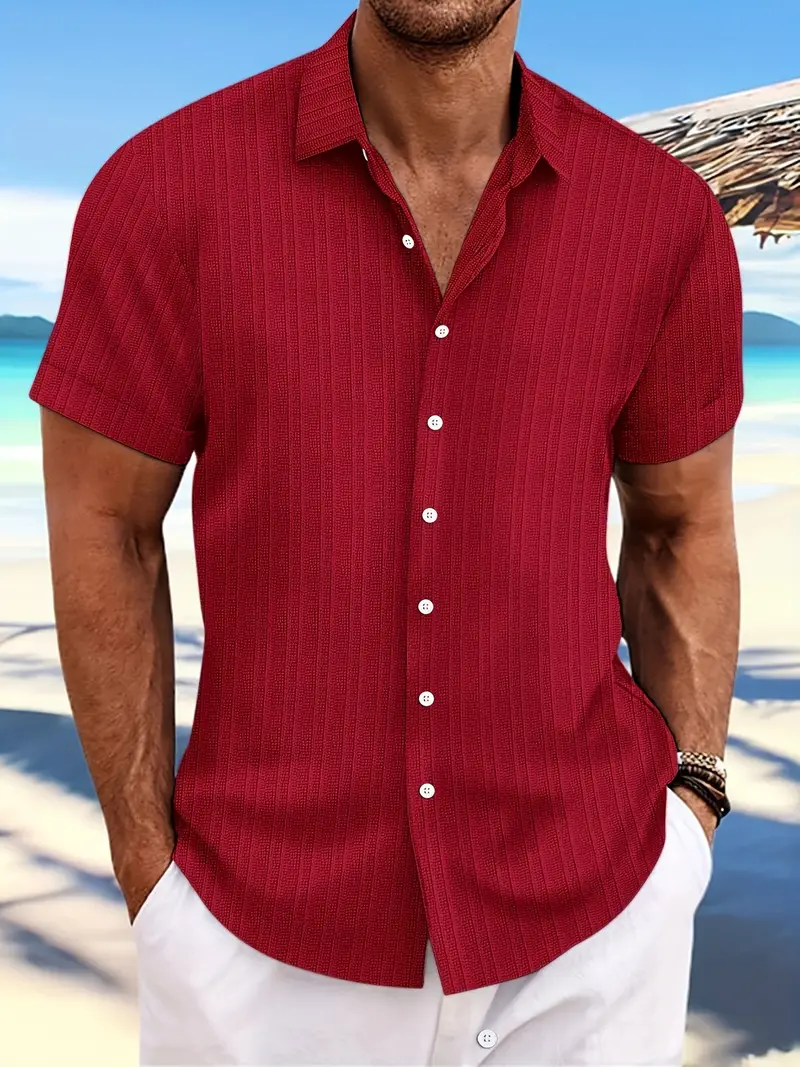Leocadio® | Casual, Breathable, Short-Sleeved Shirt With A Loose Striped Pattern - Image 13