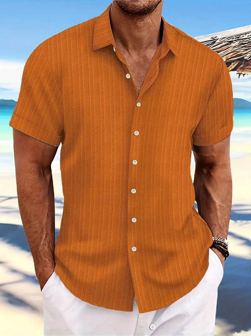 Leocadio® | Casual, Breathable, Short-Sleeved Shirt With A Loose Striped Pattern - Image 2