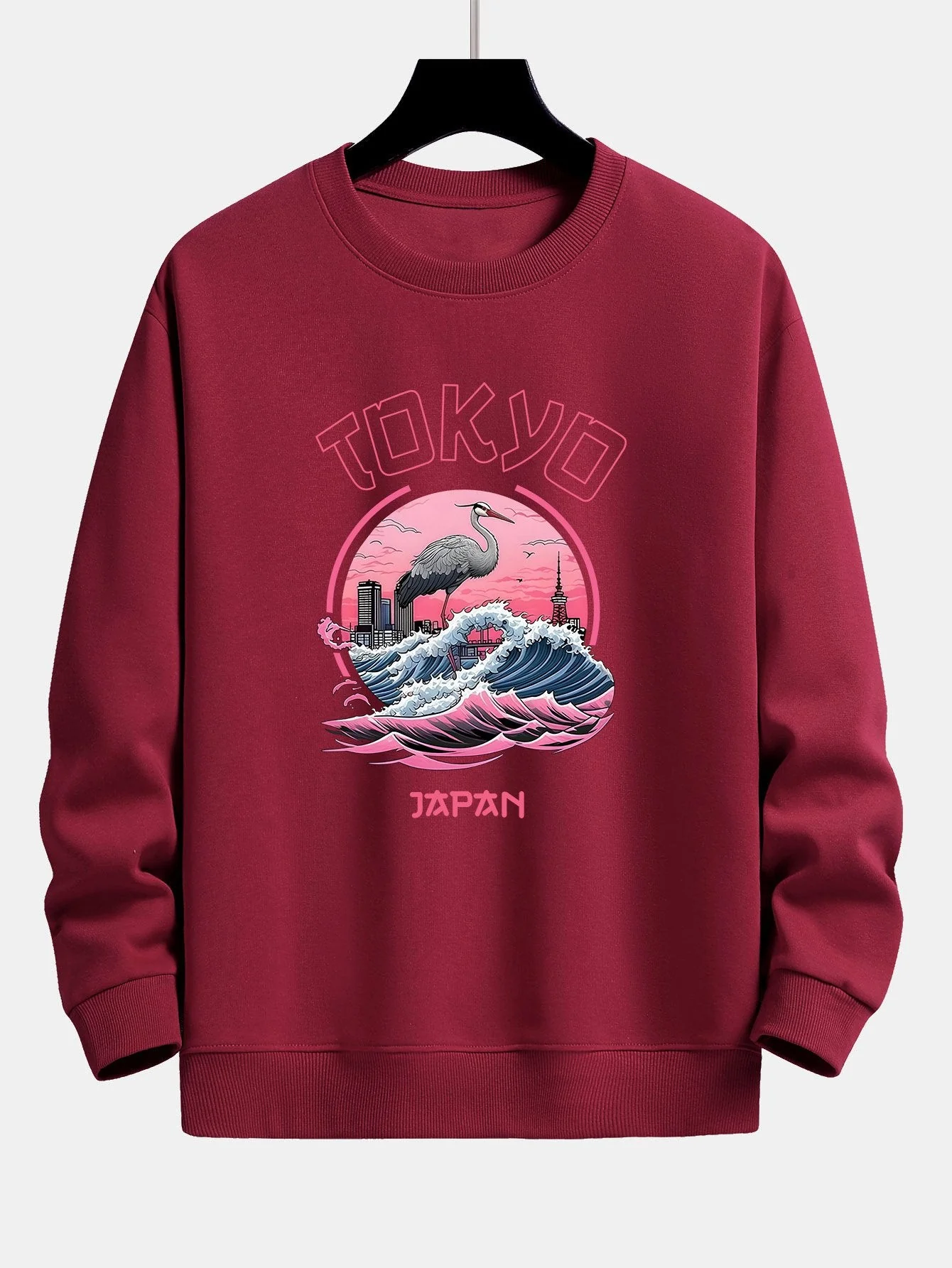 Leonard® | Tokyo Wave Crane Bird Print Relax Fit Sweatshirt - Image 7