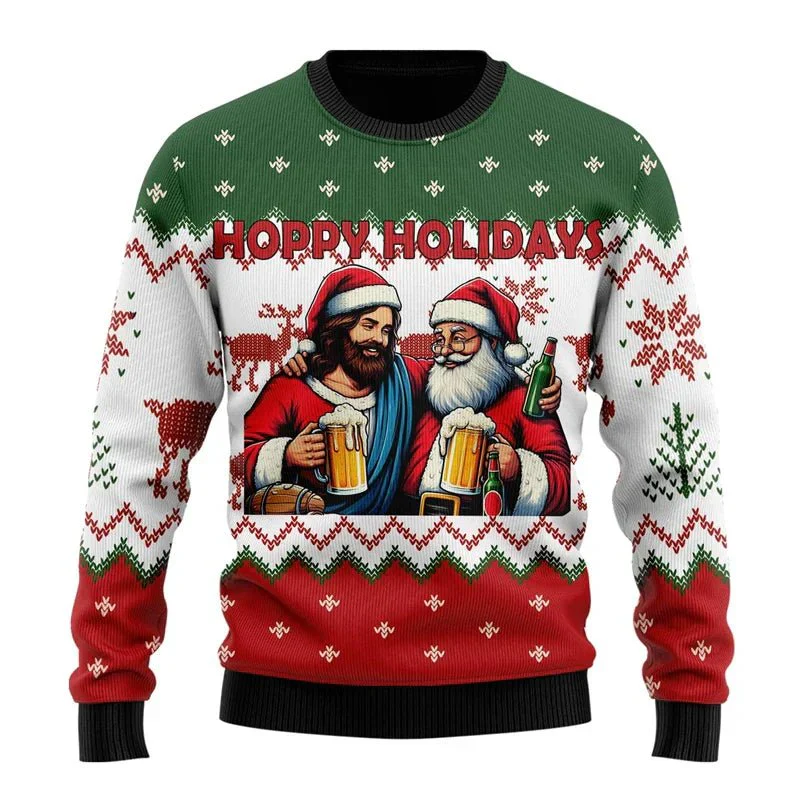 Leoncio® | Men’s Chrisas Jumper With Festive Beer Graphics - Image 2