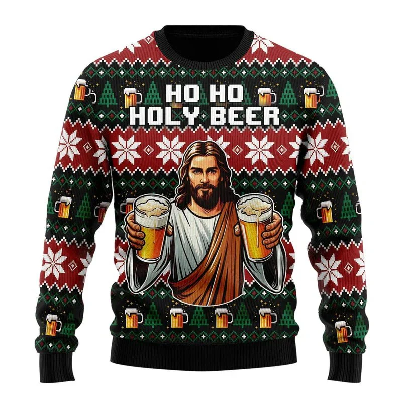 Leoncio® | Men’s Chrisas Jumper With Festive Beer Graphics - Image 4