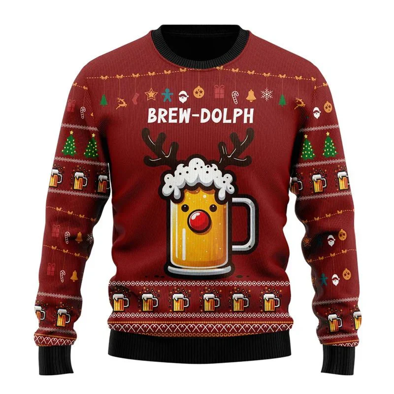 Leoncio® | Men’s Chrisas Jumper With Festive Beer Graphics - Image 5