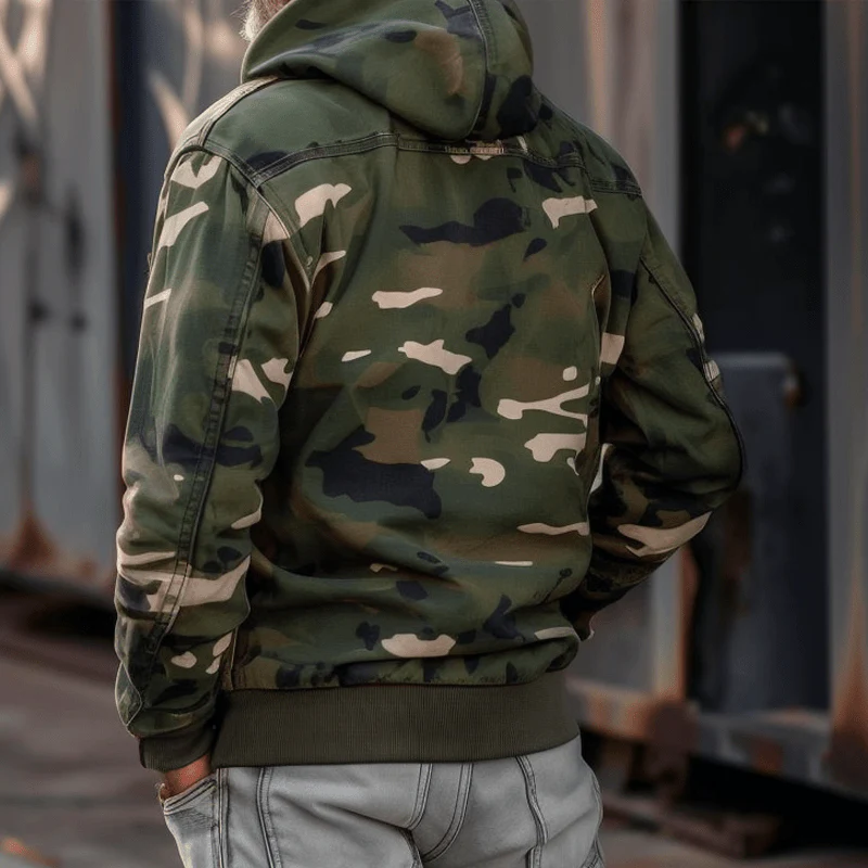 Leopoldo | Camouflage hooded jacket with pockets and zipper - Image 6