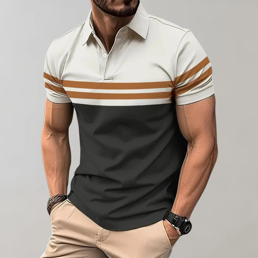 Leslie® | Stylish Striped Polo Shirt For Men - Image 5