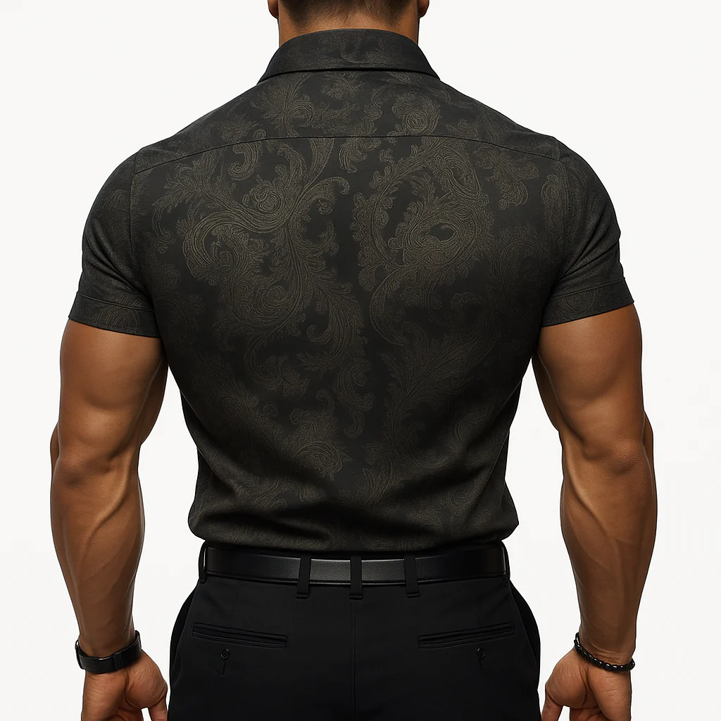 Leslie | Men'S Vintage Printed Lapel Short Sleeve Casual Shirt - Image 4