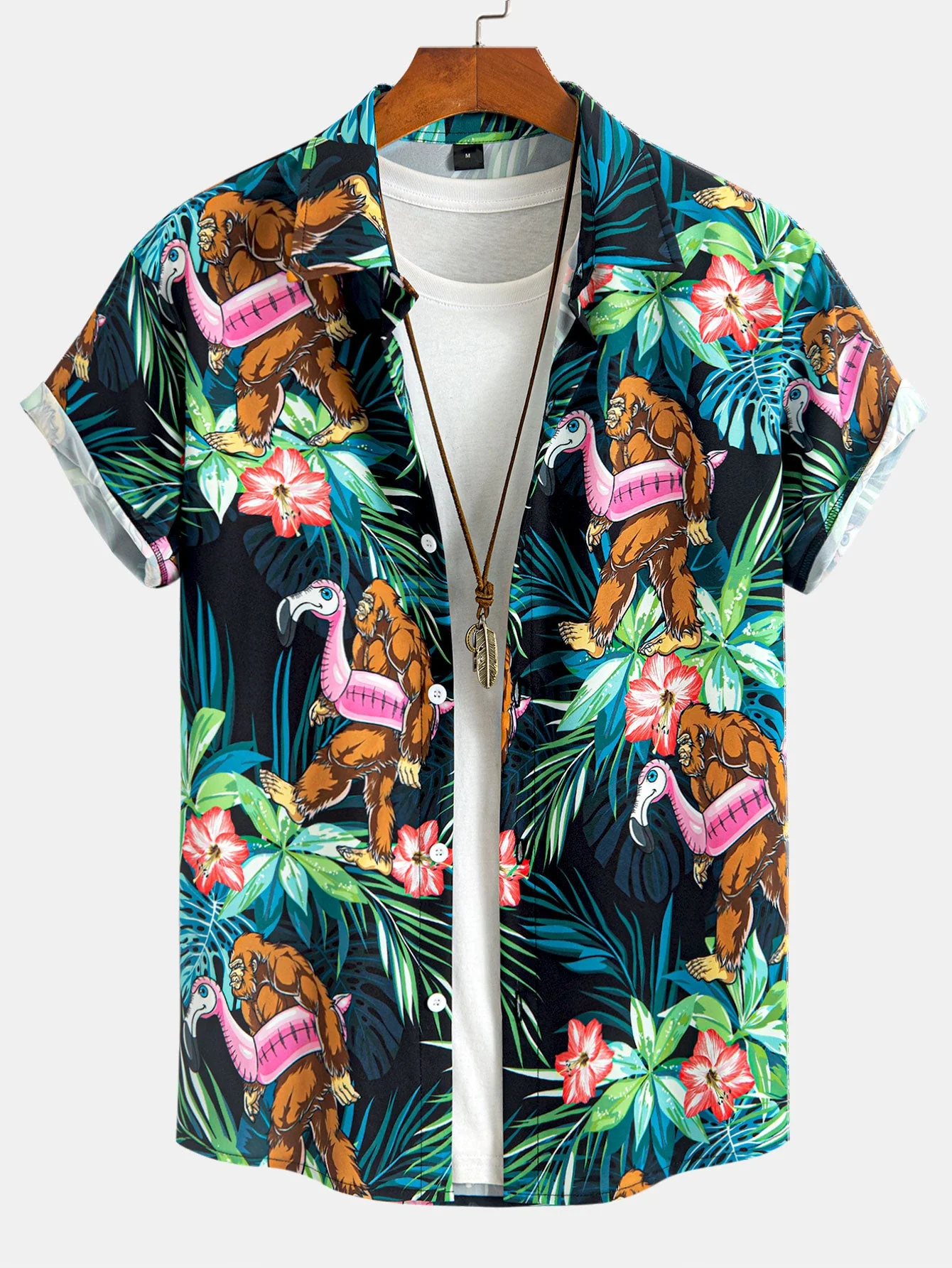 Levi® | Tropical Flamingo Bigfoot Print Button Up Shirt & Swim Shorts - Image 3
